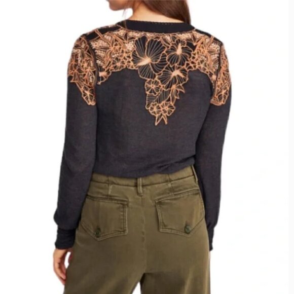 Free People Easy Breezy  Boho Henley Long Sleeve Button Shirt Size XS - Picture 3 of 16